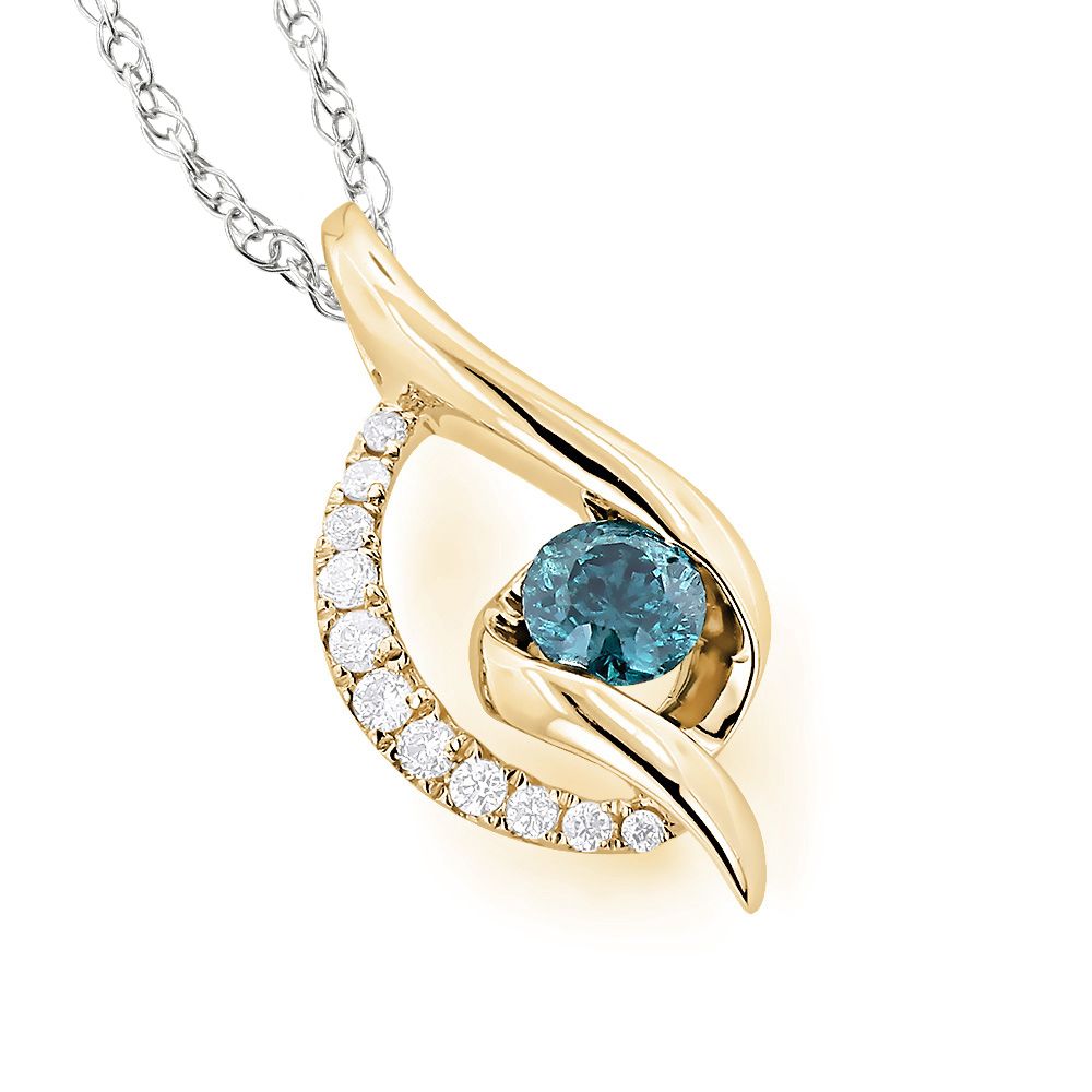 Real Blue diamond Pendant in 14k Yellow Gold Manufacturer