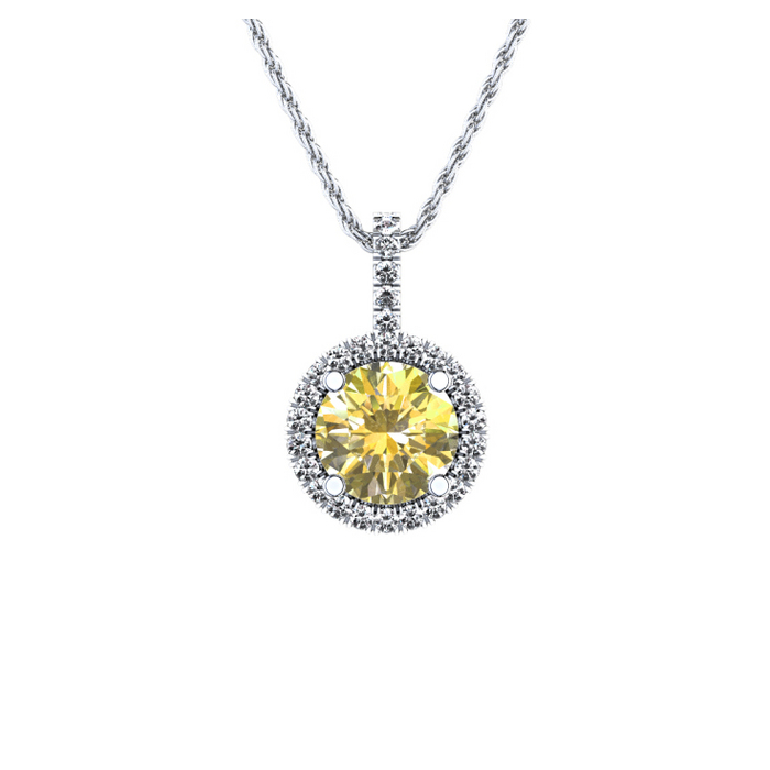 Yellow Diamond Solitaire Pendant in 14K White Gold Manufacturer