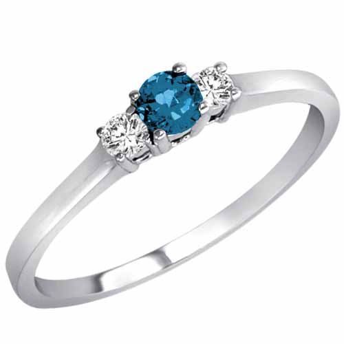 Three stone Blue Diamond Ring  Supplier