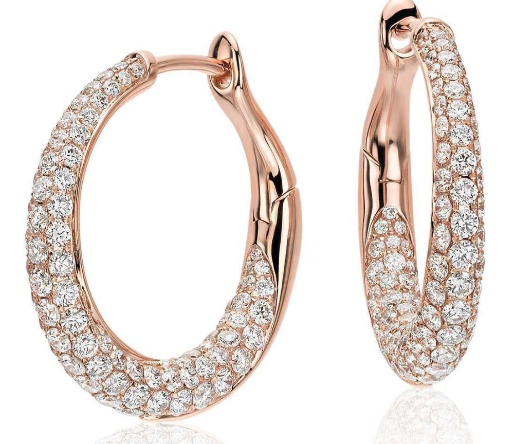Rose Gold Diamond Hoop Earrings Manufacturer