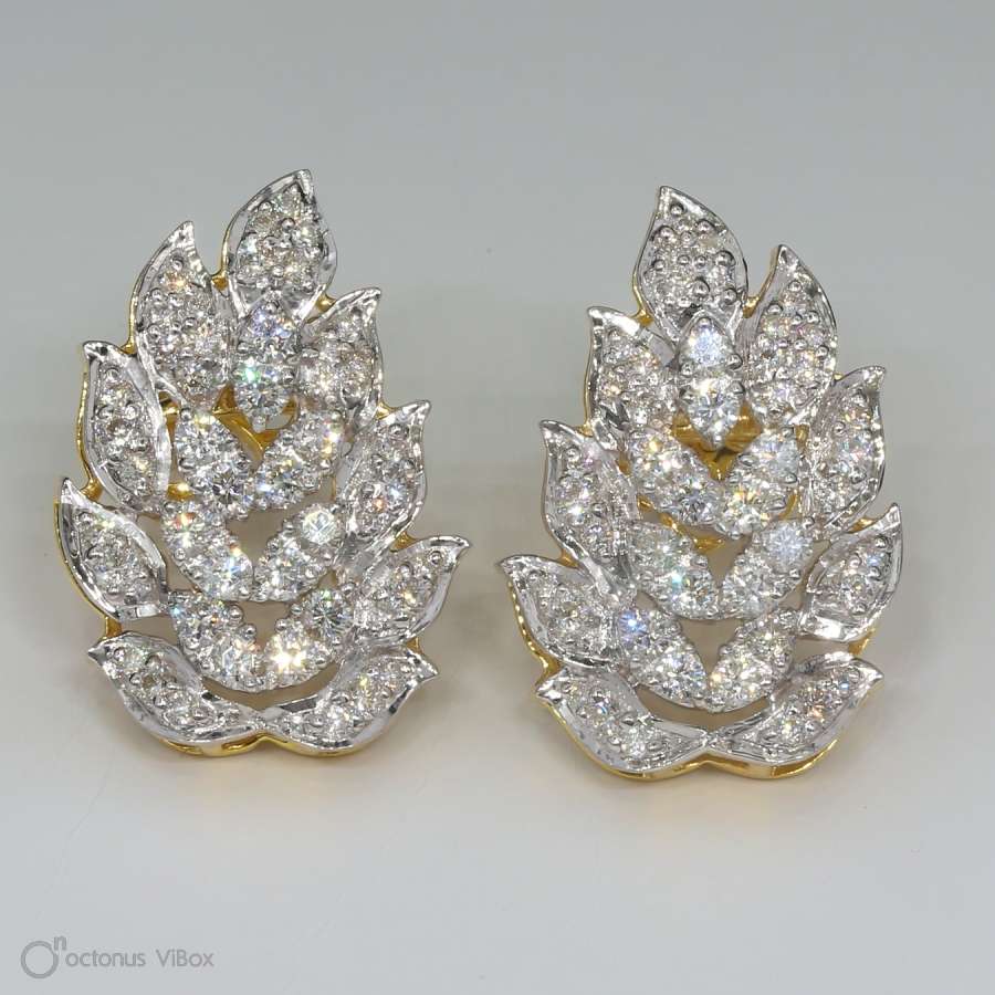 Real Diamond Leaf Earring Manufacturer