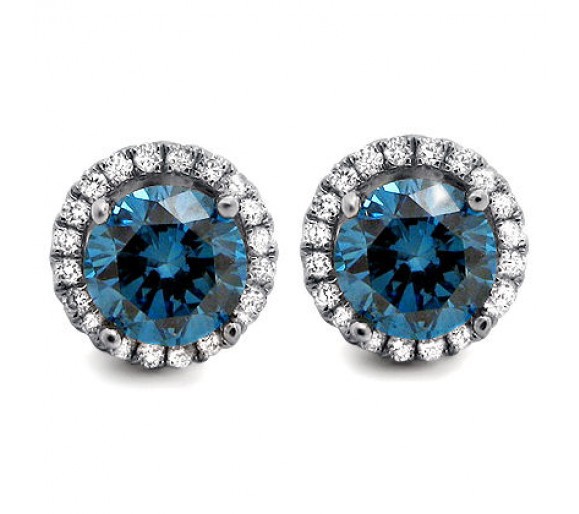 Solitaire Real Natural Blue Diamond Earring Manufacturer