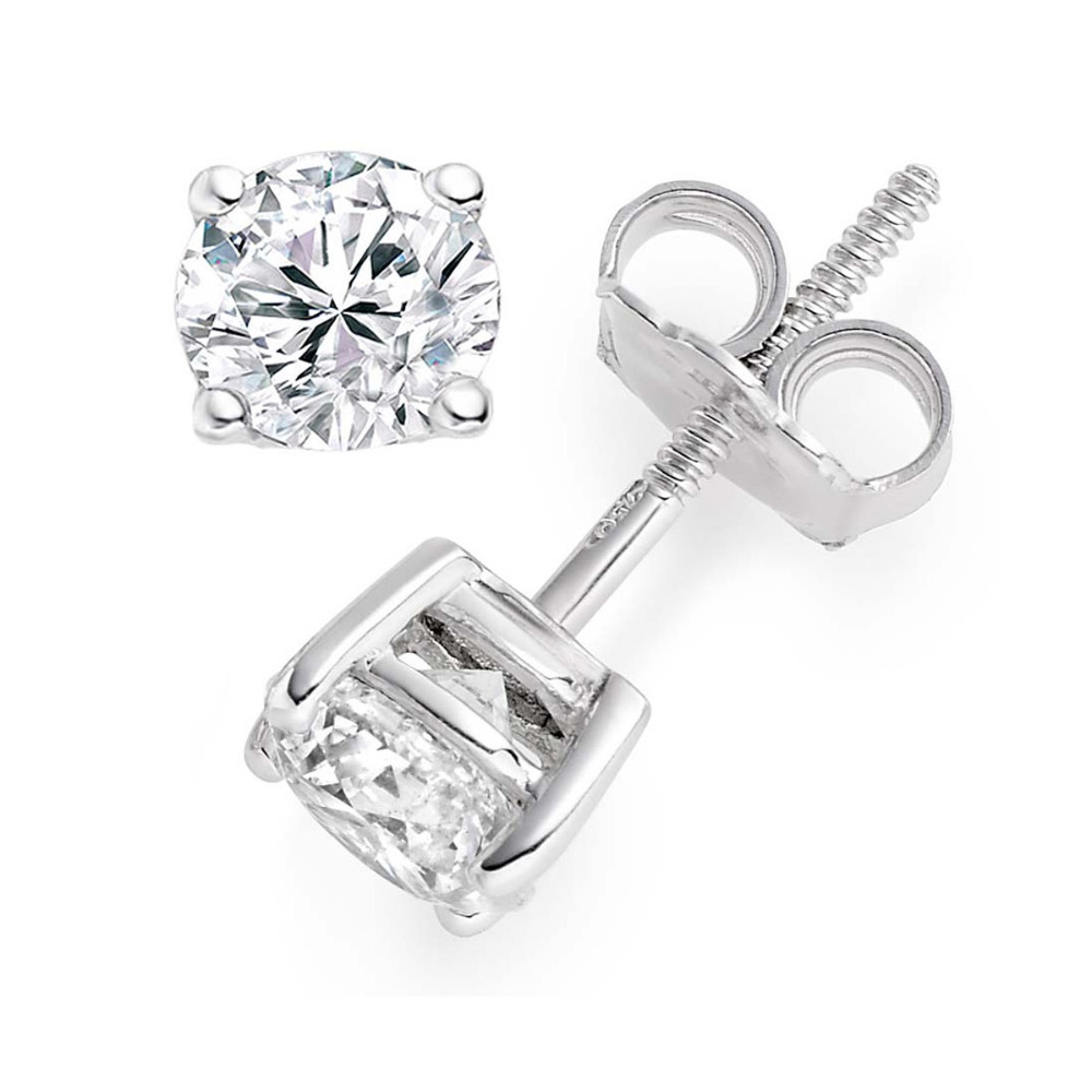 Real Diamond Stud Earrings in 14K White Gold Manufacturer
