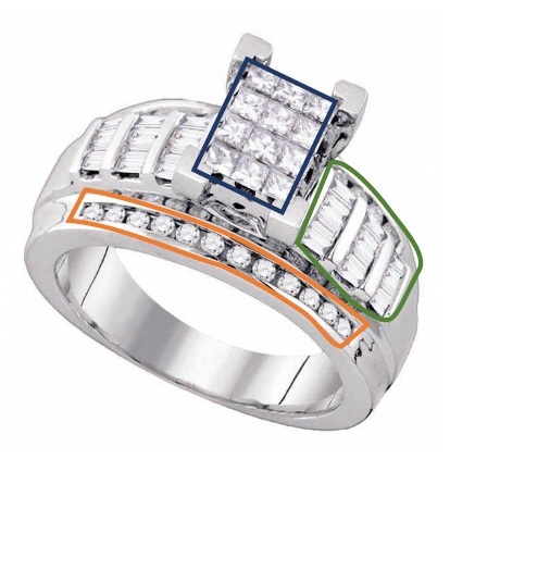 Real Natural Diamonds Studded 10 Kt White Gold Fancy Cut Diamond Ring supplier