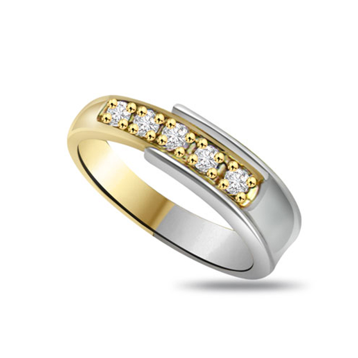 Real Natural Diamonds Studded 18 Kt White  Yellow Gold Diamond Ring manufacturer