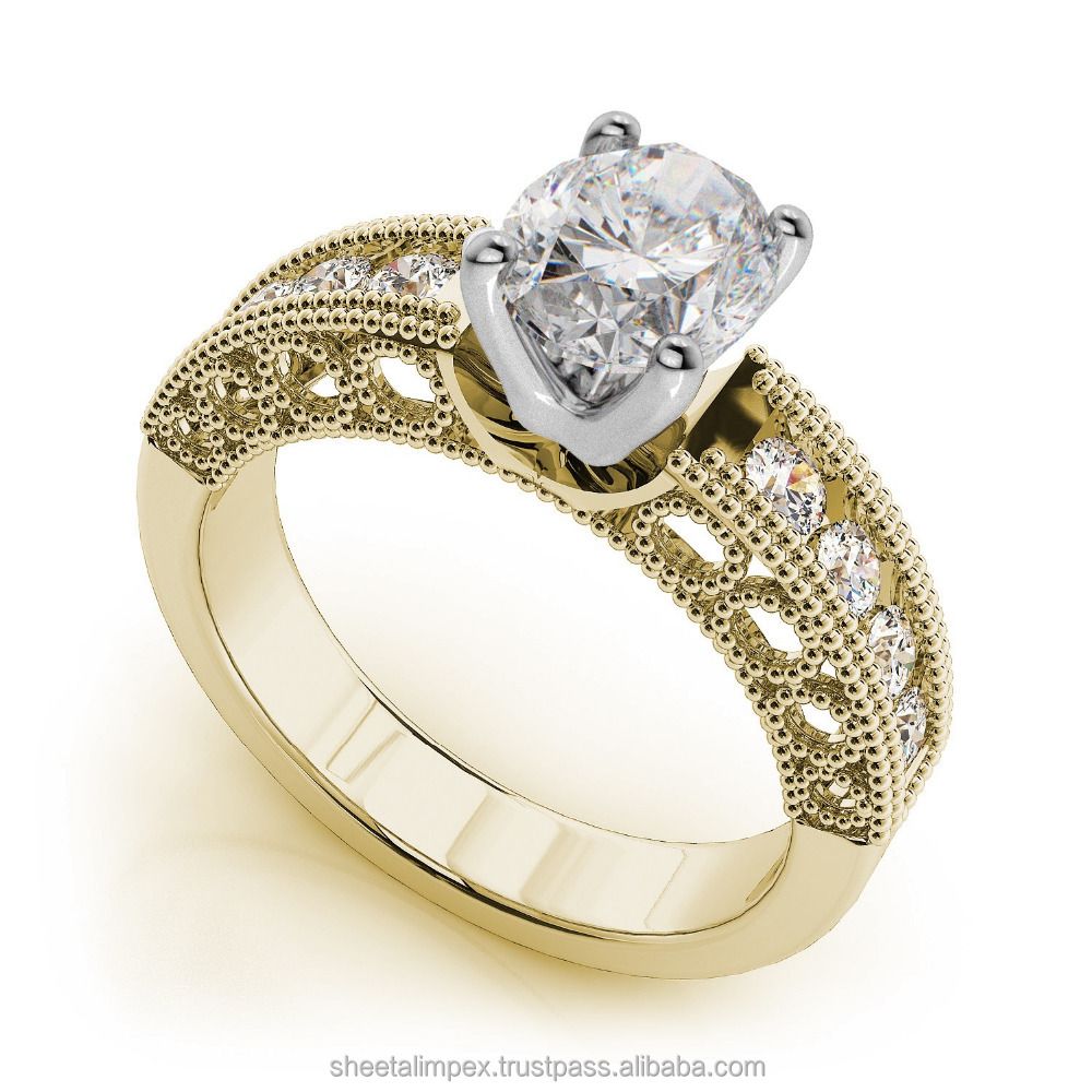 Shape Real Natural Diamonds Studded 18 Kt Yellow Gold Engagement Ring exporter