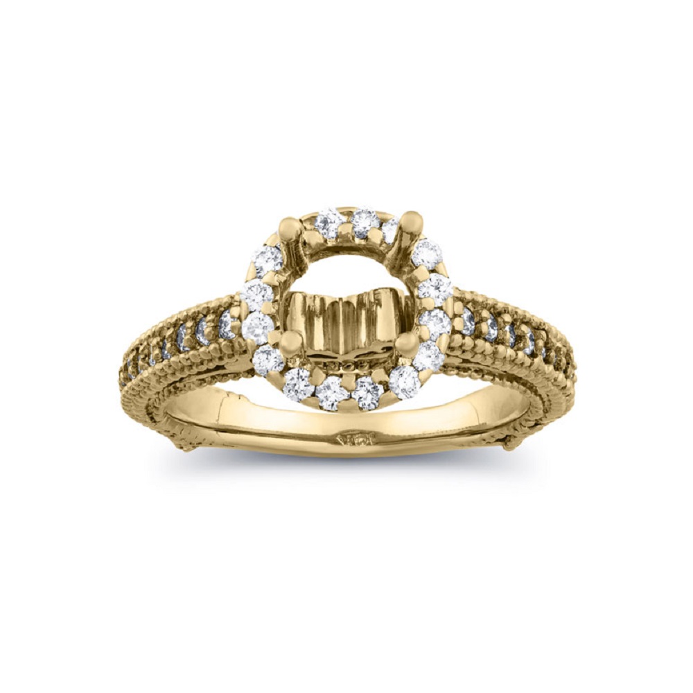 Natural Diamonds Studded 18 Kt Yellow Gold Semi Mount Ring supplier