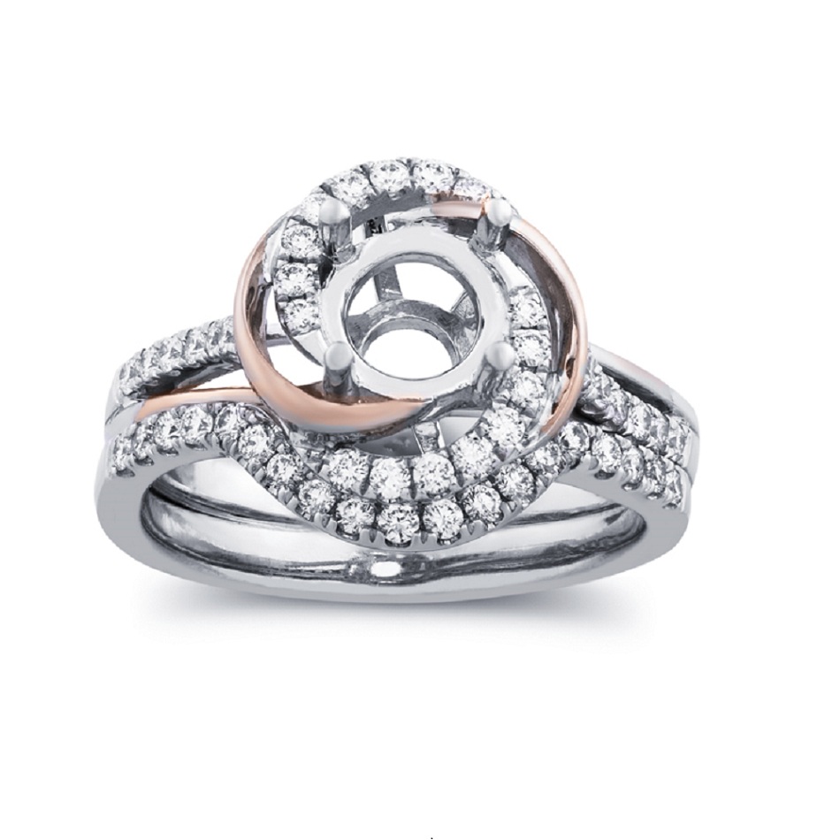 Diamonds Studded 14 Kt White Gold Semi Mount Ring manufacturer