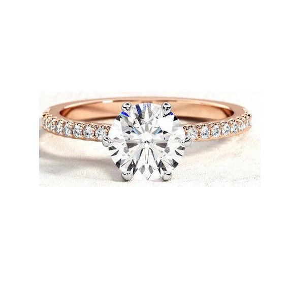 Round Shape Real Natural Diamonds Studded 14 Kt Rose Gold Diamond Ring supplier