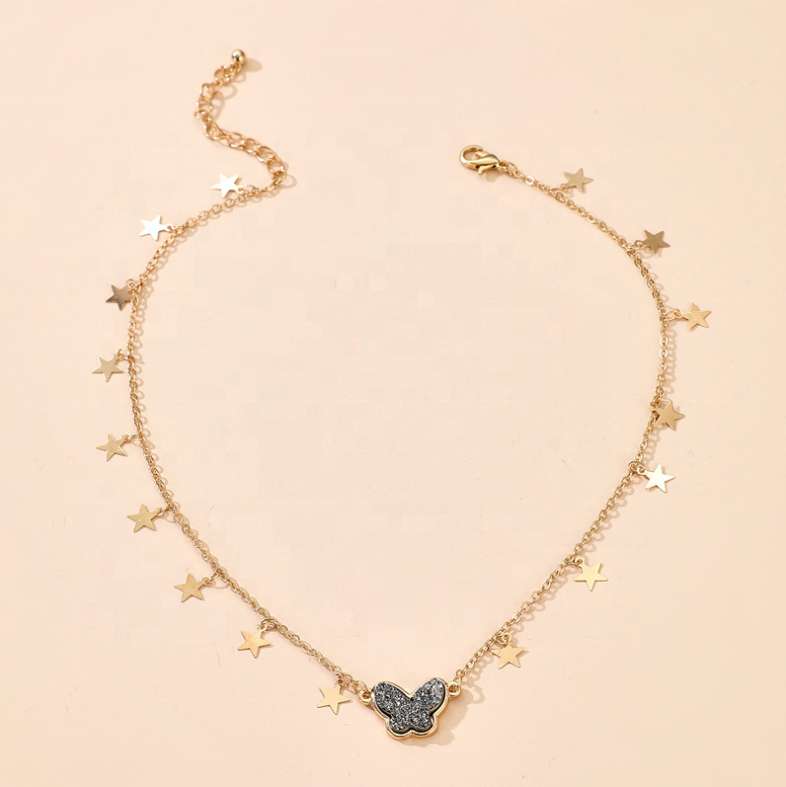 Star And Black Butterfly Pendant Choker Necklace Supplier