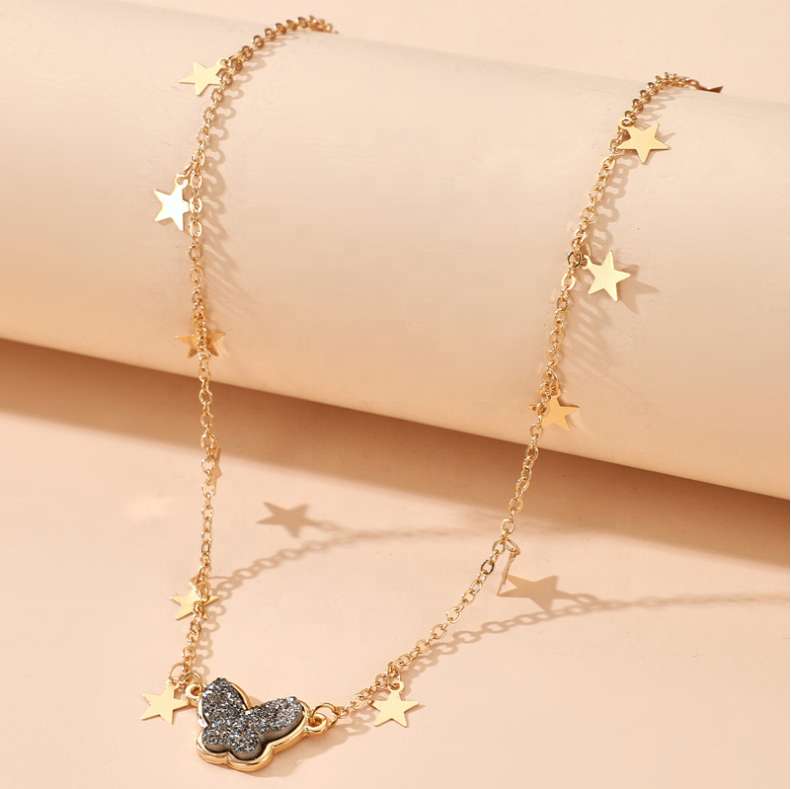 Star And Black Butterfly Pendant Choker Necklace Supplier