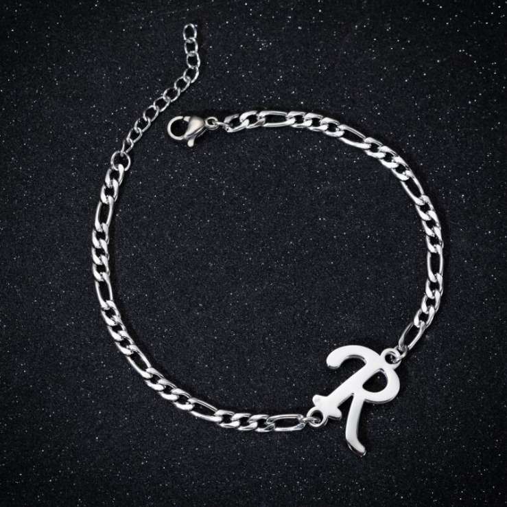 Stainless steel jewelry bracelet A-Z 26 letter Bracelets Supplier