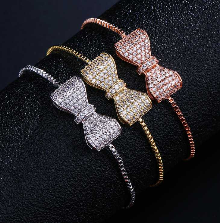 Gold plated rhinestone womens copper bracelet  Supplier