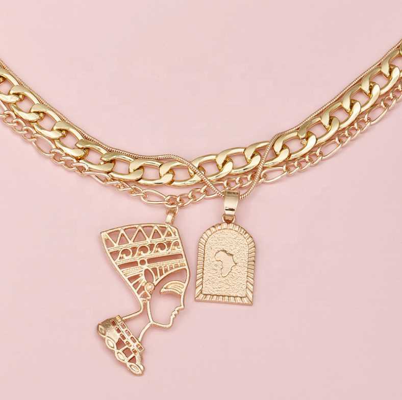 Gothic Layered Africa Map Pendant Necklace Supplier
