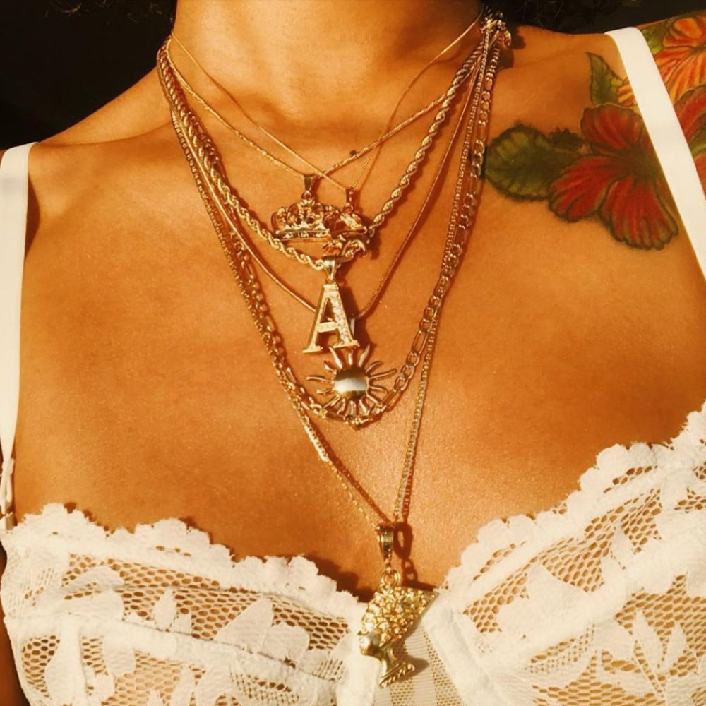 Trendy Sun Pendant Layered Necklace Exporter