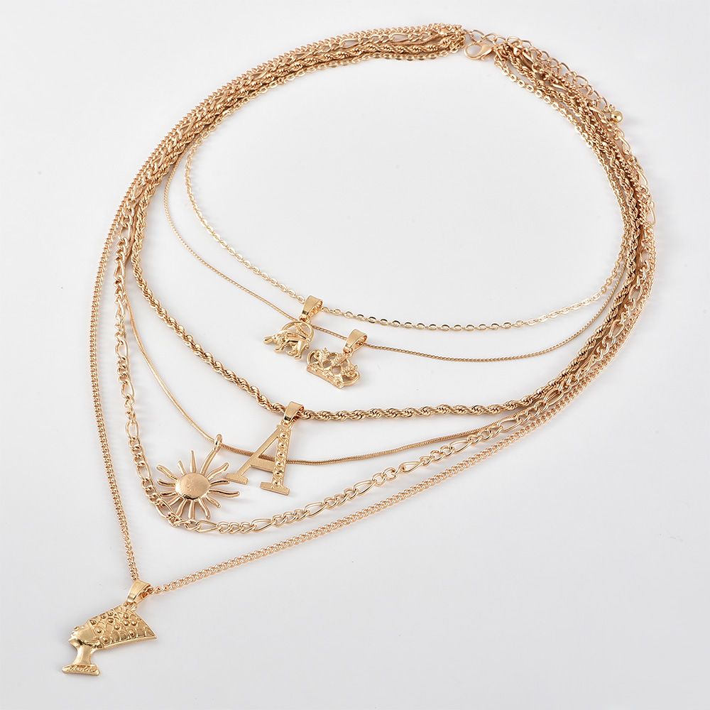 Trendy Sun Pendant Layered Necklace Exporter