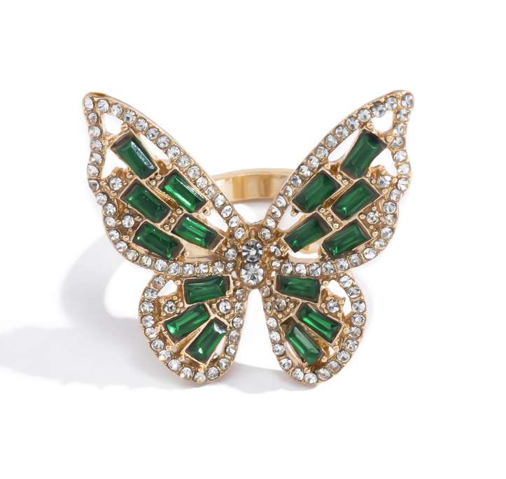 Butterfly finger adjustable crystal fashion women rings Manufacturer