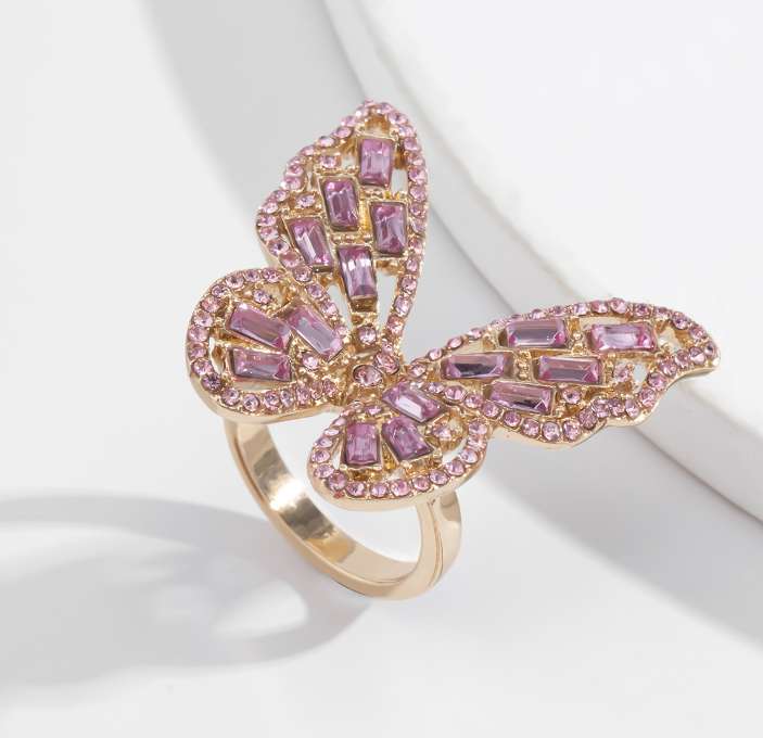 Butterfly finger adjustable crystal fashion women rings Manufacturer