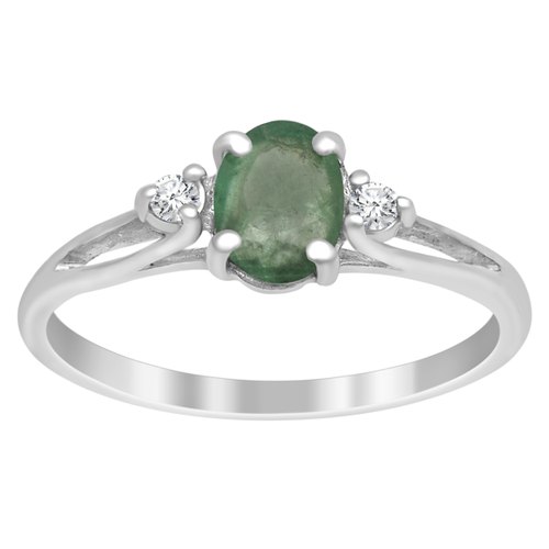 Wholesaler Emerald Zambian Gemstone Solitaire Accent Tiny Ring