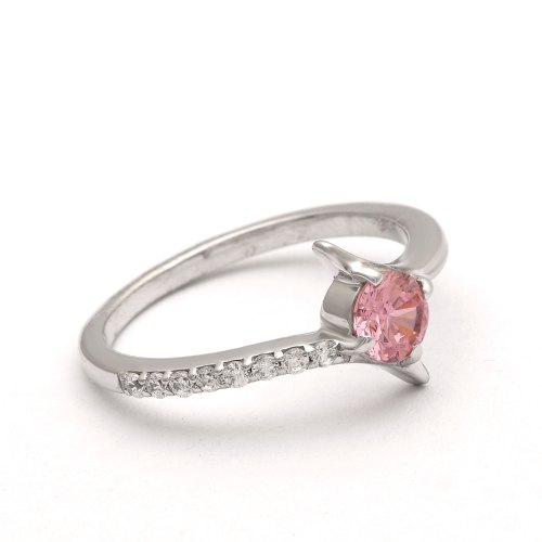 Baby Pink Cubic Zirconia Gemstone 925 Sterling Silver  Stackable Ring Supplier