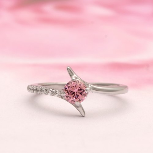 Baby Pink Cubic Zirconia Gemstone 925 Sterling Silver  Stackable Ring Supplier