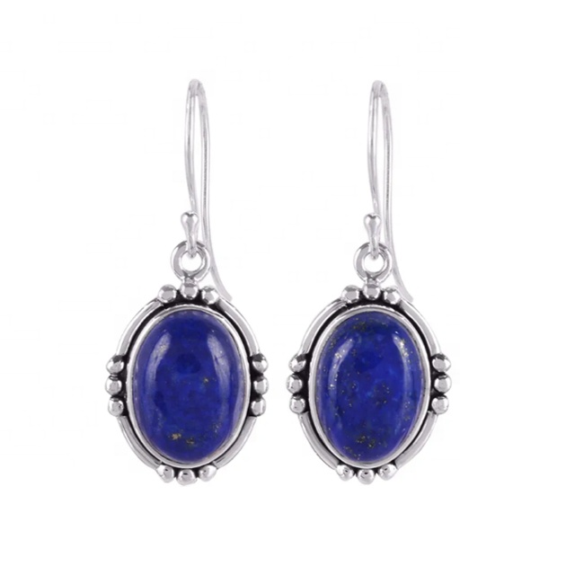Vintage Luxury Handmade Fine  Natural  Lapis Lazuli Hook Oval Earring  supplier