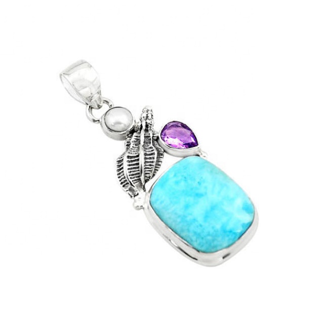 Best larimar multi gemstone 925 sterling silver pendant  manufacturer