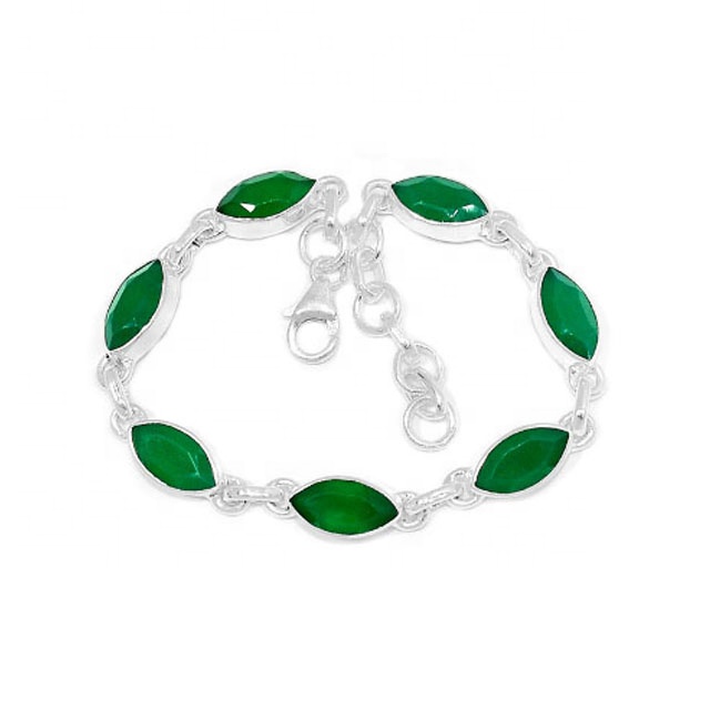 Green onyx gemstone bracelet 925 silver jewelry  manufacturer