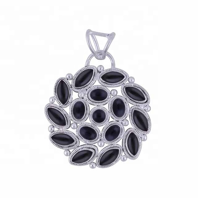 Onyx Gemstone Pendant Jewelry Black Inspired Antique Style 925 Sterling pendant