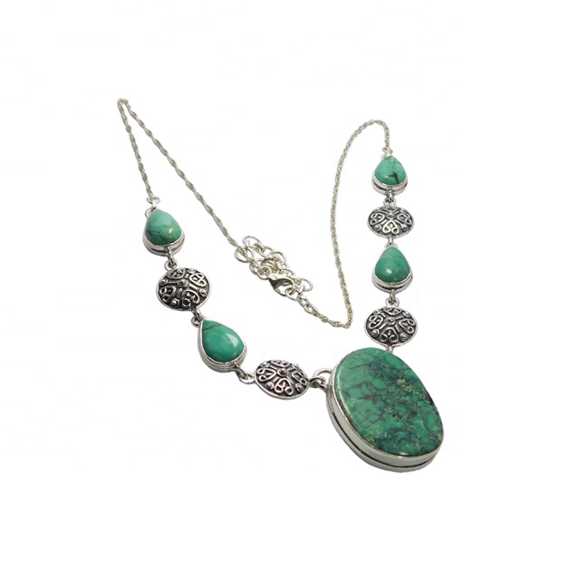 Latest Handmade 925 sterling silver turquoise gemstone necklace  supplier