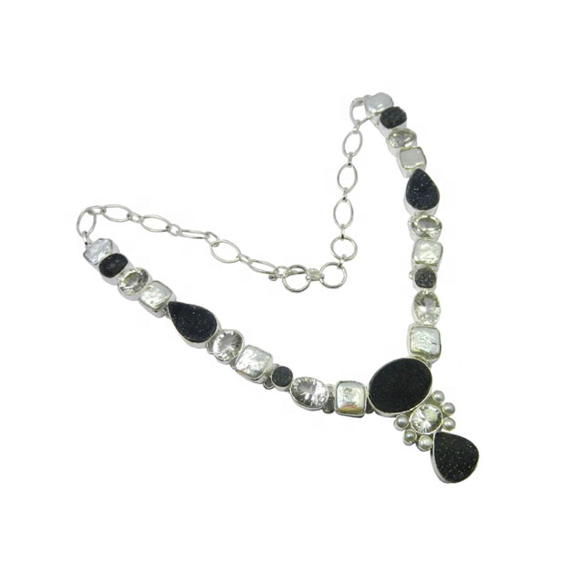 Wholesale Popular new handmade jewelry 925 sterling silver druzy  necklace