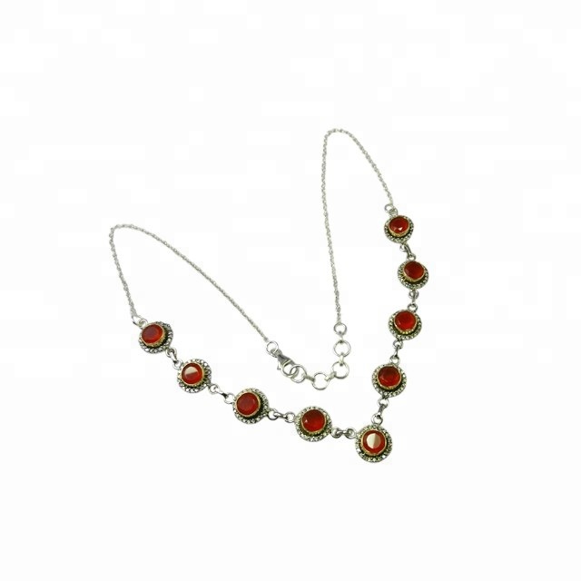 New arrival 925 sterling silver carnelian cz gemstone necklace  supplier