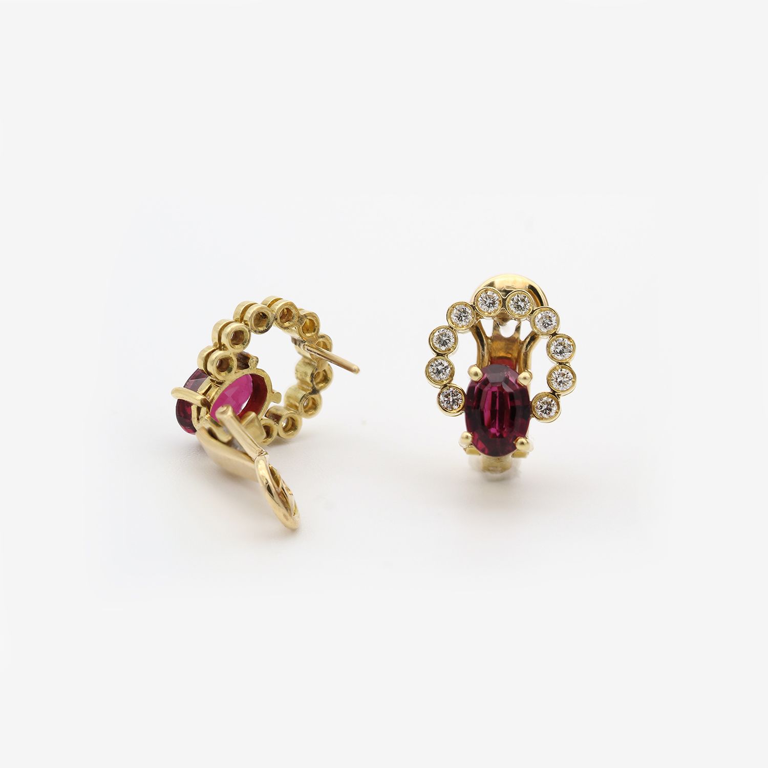 925 Silver Yellow Gold Plated Cubic Zircon pink sapphire Studs Earrings Jewelry