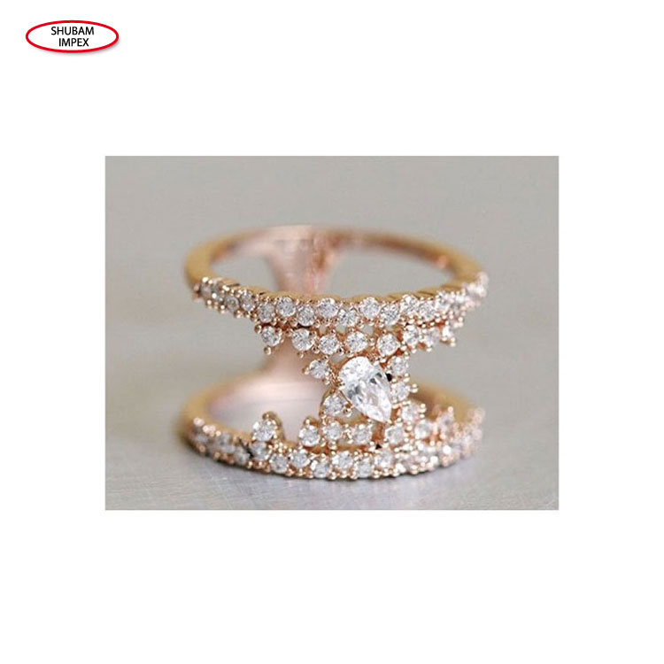 Finest Quality Cluster Rings Type Real Diamond Engagement Ring Jewelry Exporter