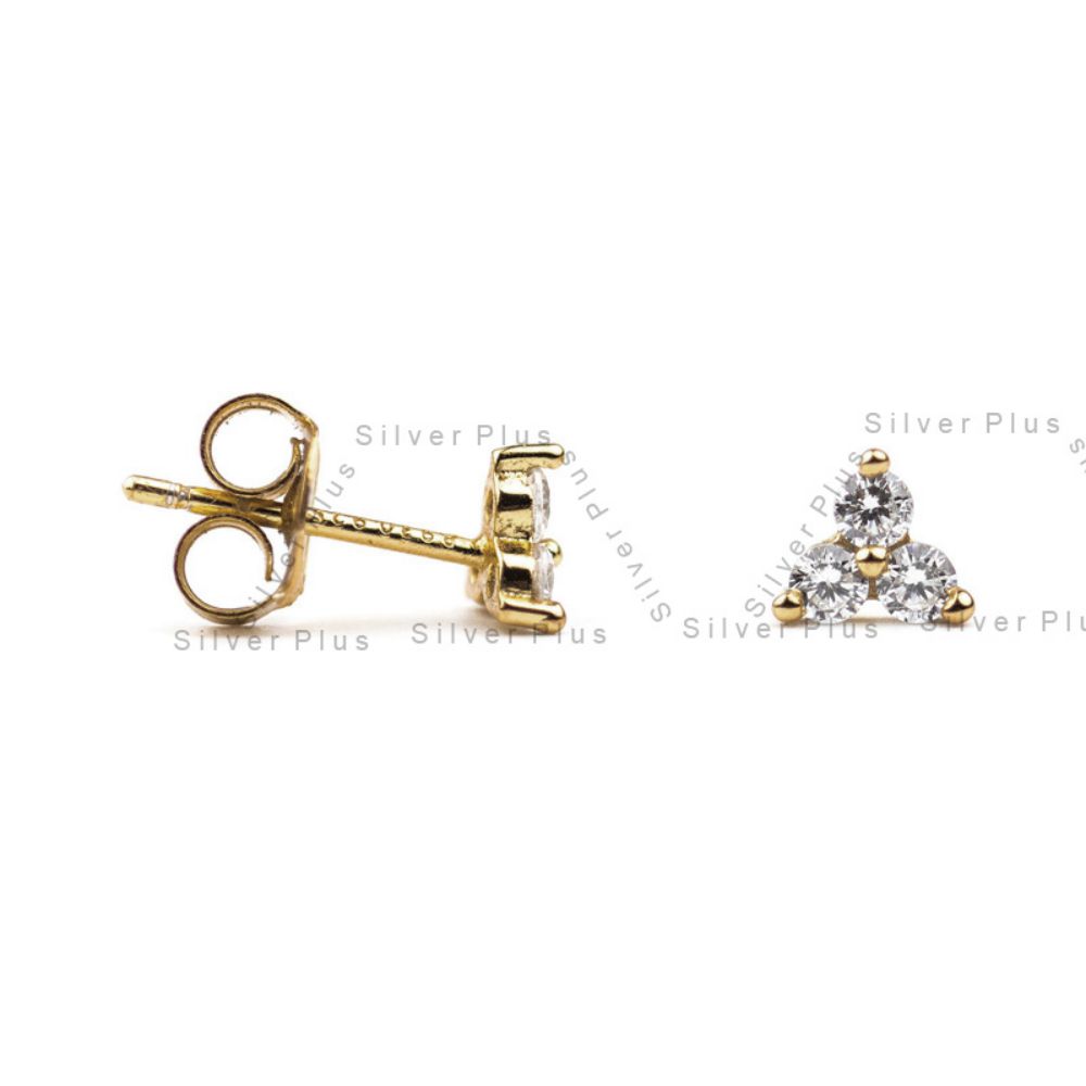 Silver Solid Sterling silver Over Gold vermeil flower stud earrings Manufacturer