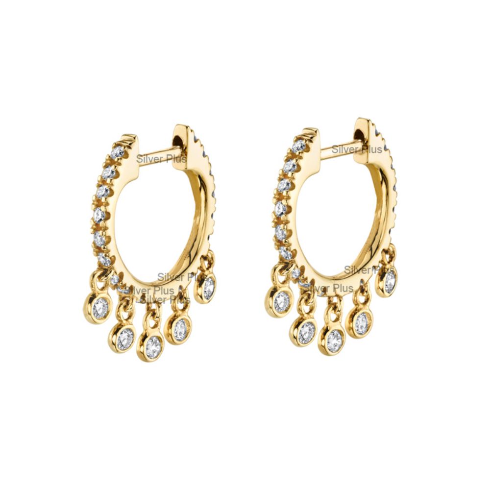 Wholesale 925 Sterling Gold Plated cubic zirconia minimalist hoop earrings