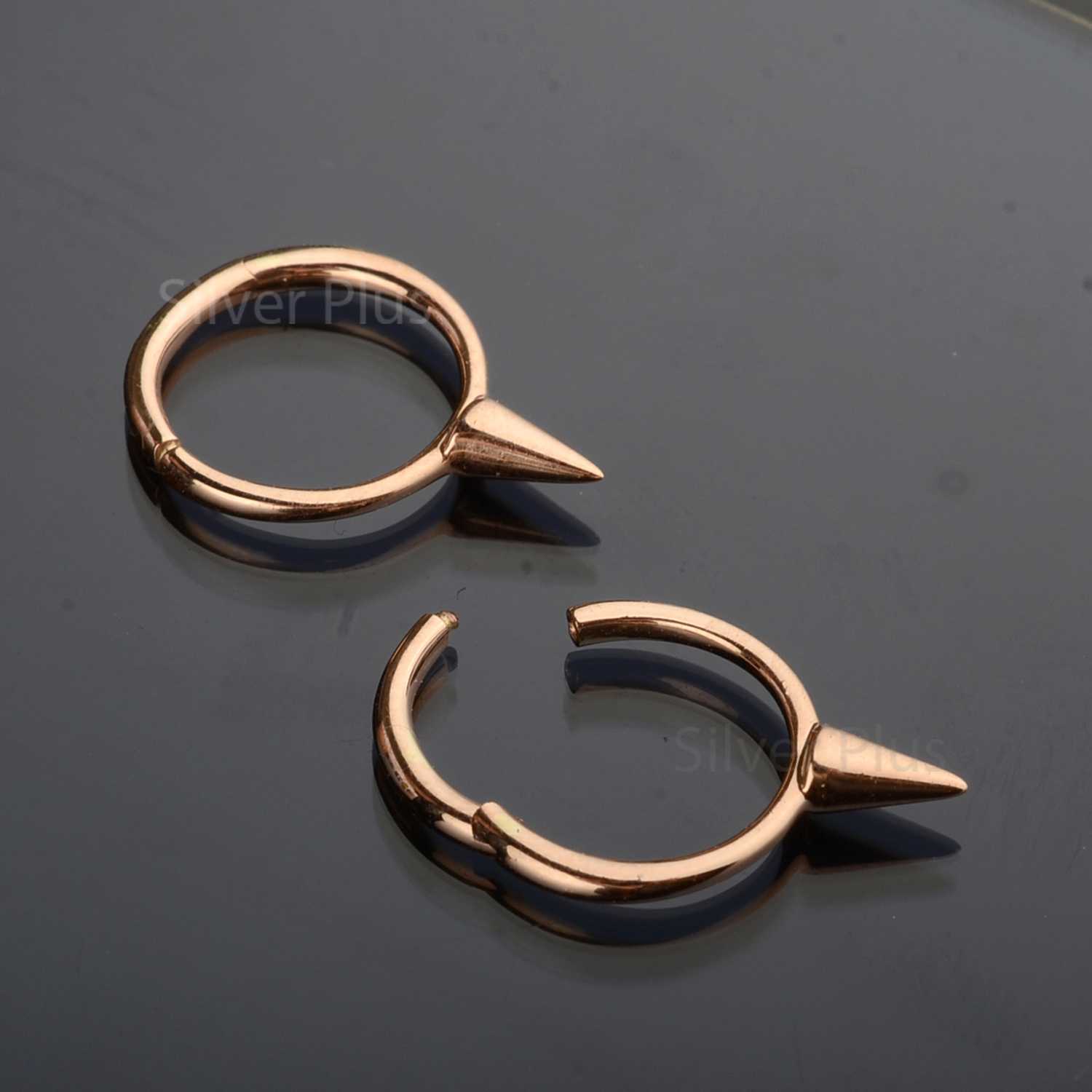 14K Yellow Gold Spike Huggie Hoop Earrings Wholesale Gold Jewelry Manufacturer