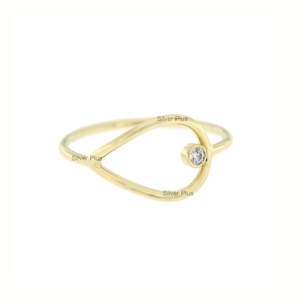 Wholesale Gold Plated cubic zirconia minimalist pear shape ring solid 925