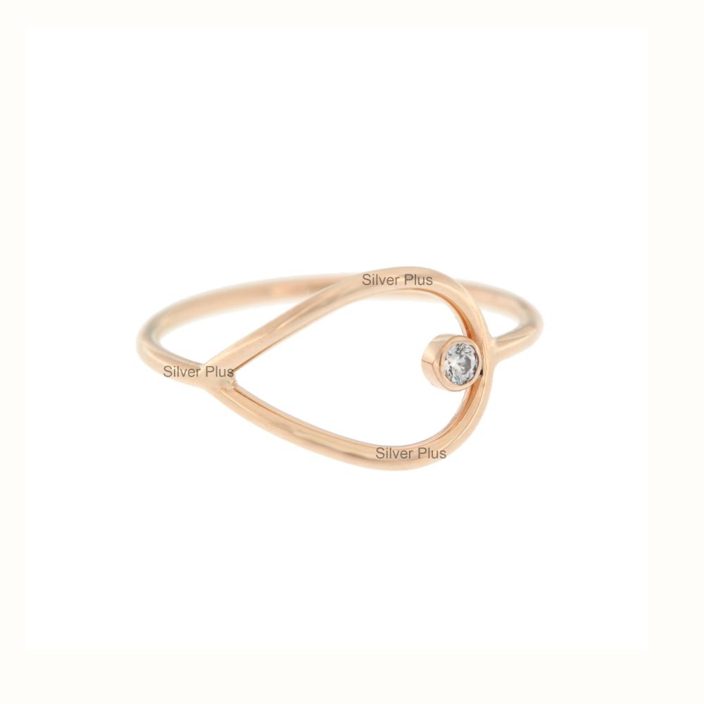 Wholesale Gold Plated cubic zirconia minimalist pear shape ring solid 925