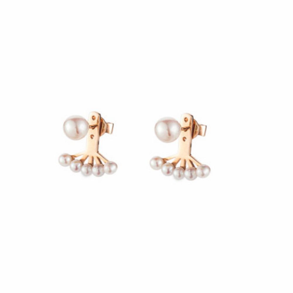 Gold plated cream color cubic zirconia jacket earrings handmade Jewelry Supplier