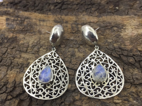 Hand Made 925 Sterling Silver Rainbow Moonstone Gemstone Earring Exporter