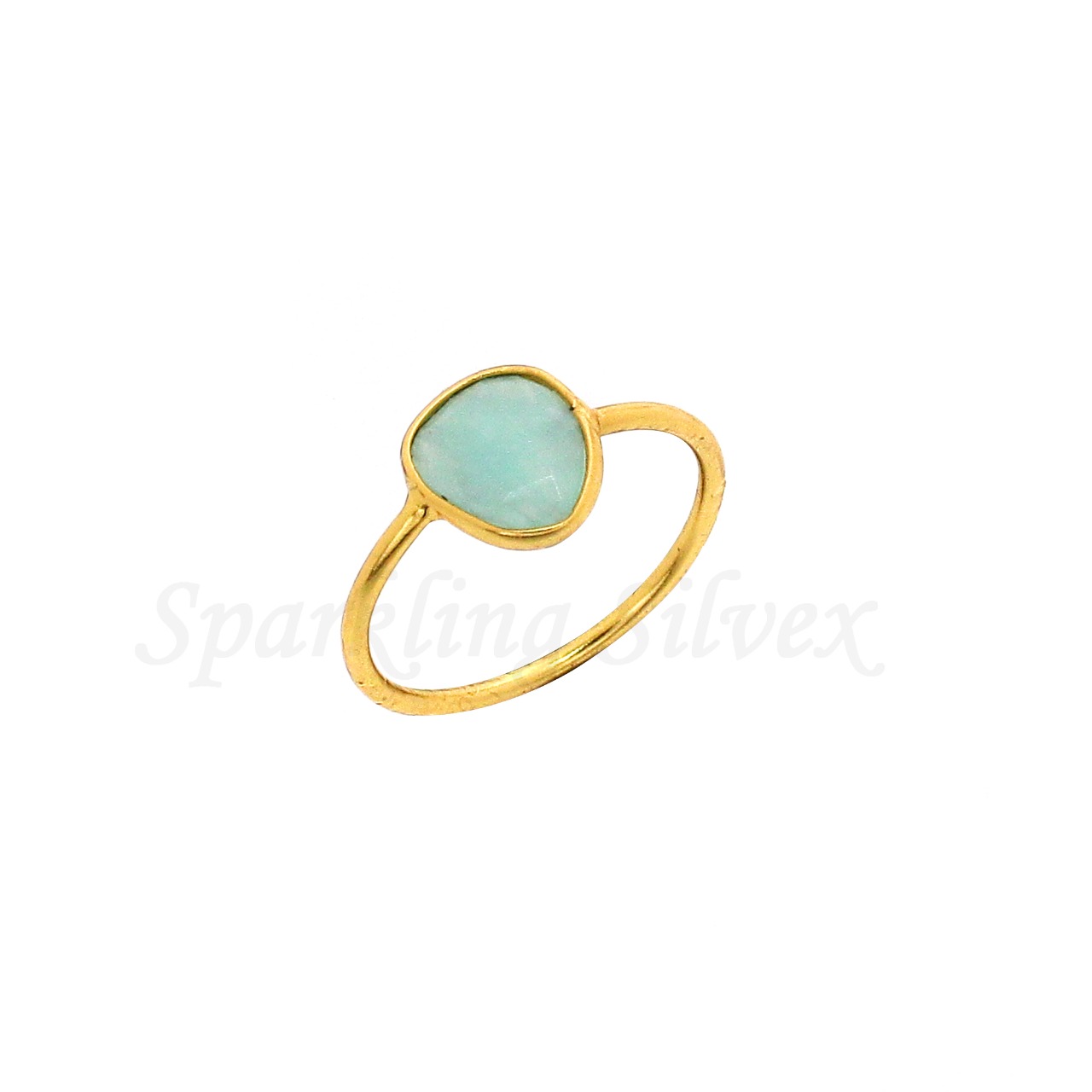 Amazonite Cut Slice Bezel Set Ring In Sterling Silver Gold Plated Manufacturer