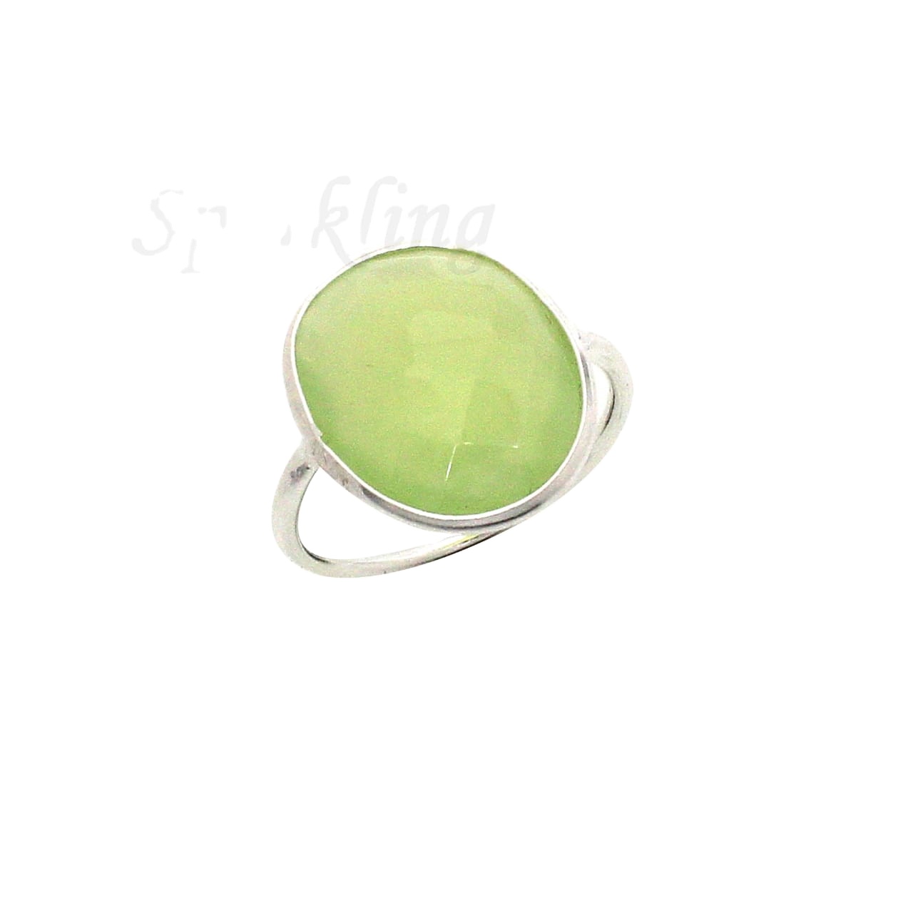 Wholesale Price Prehnite Calcium Natural Gemstone Silver Ring