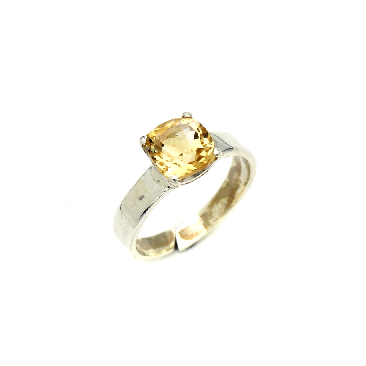 Wholesale Citrine Natural Cushion Shape Gemstone Silver Ring