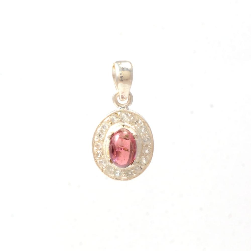 Wholesale  Beautiful 925 Sterling Silver With Oval Shape Pink Tourmaline Pendant
