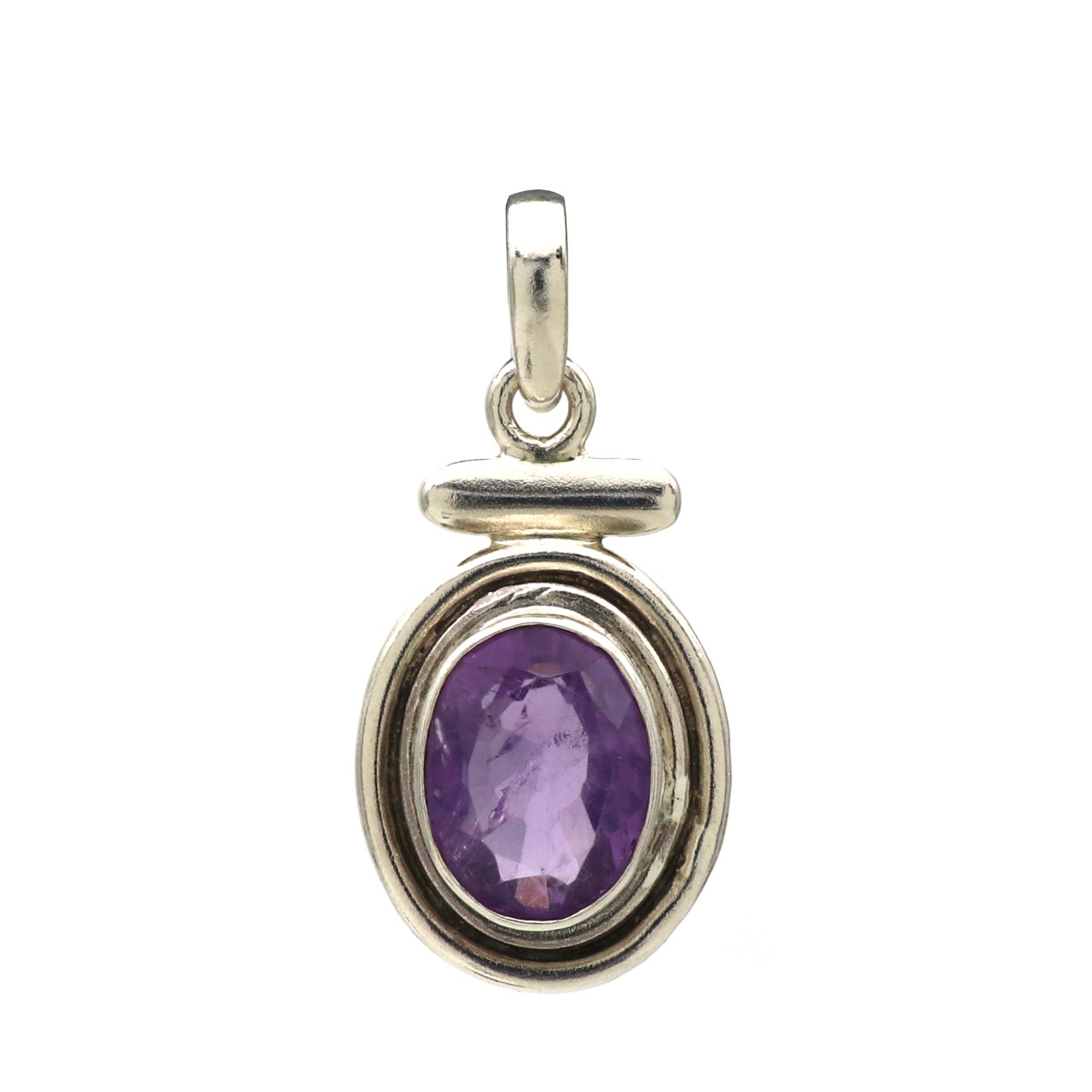 Amethyst Faceted Oval Bali Style Pendant Supplier