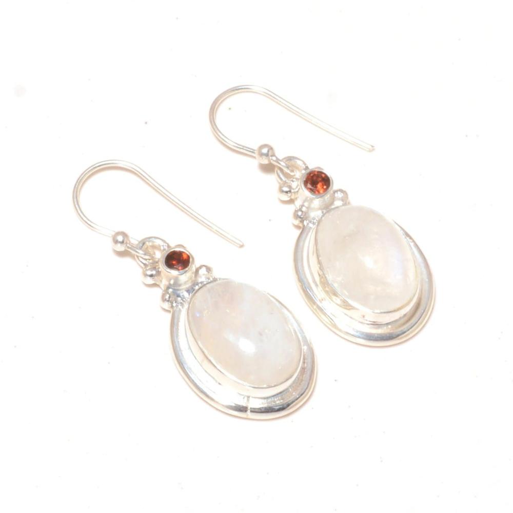 Natural gem stone silver for women's in rainbow moon stone earring Vendor