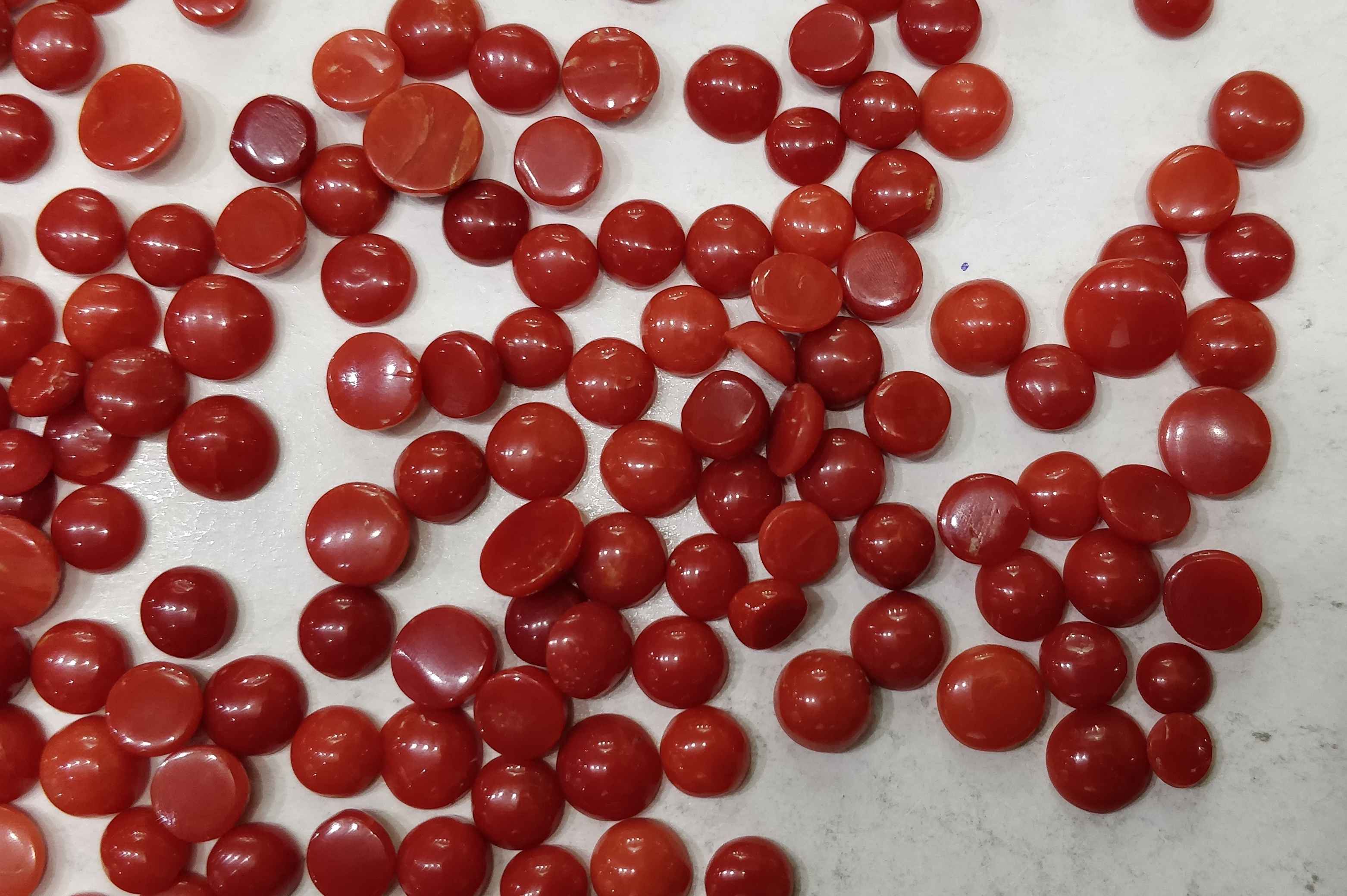 3mm Natural Loose Coral Round Orange & Red Cabochon Supplier