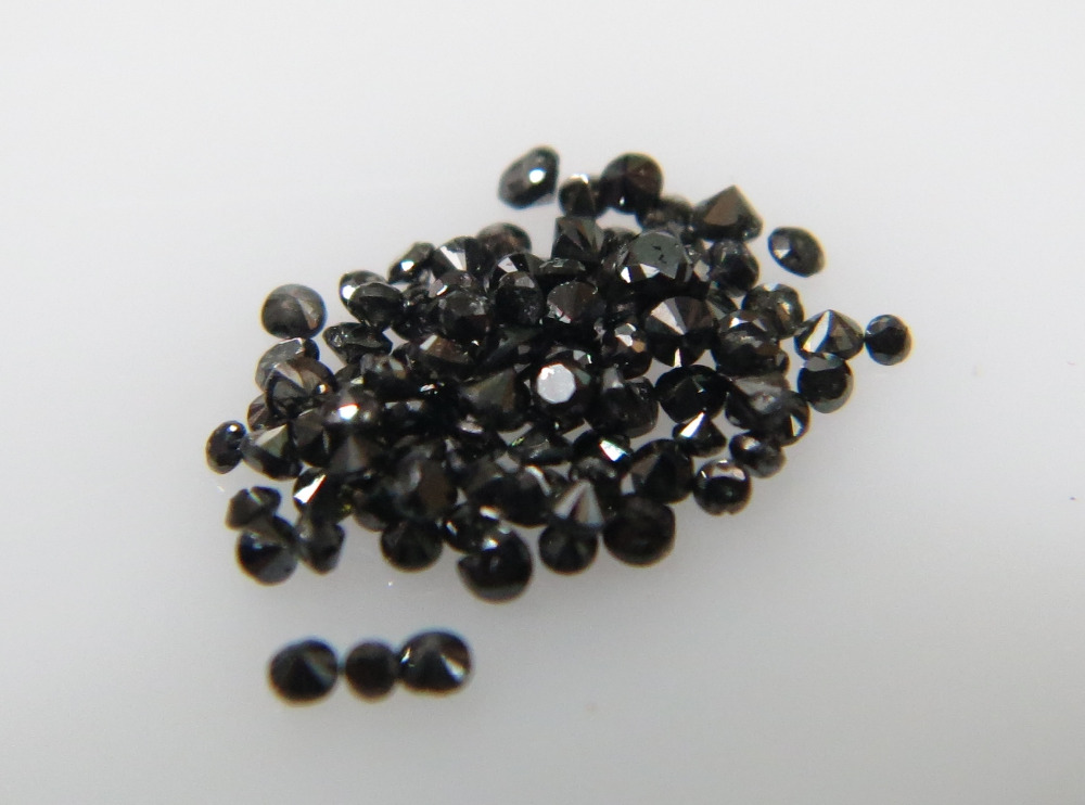 1.3-1.6mm Natural Loose Round Cut Fancy Black Diamond Cut & Polished Exporter