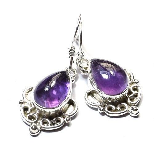 Earrings 925 sterling silver purple amethyst drop earrings for women Exporter